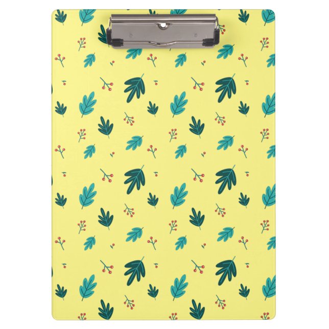 Evergreen Tree Leaves & Red Holly Berries Clipboard (Front)