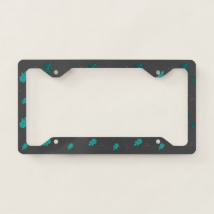 Evergreen Tree Leaves & Red Holly Berries License Plate Frame