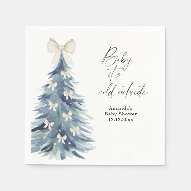 Evergreen tree with bows Baby shower Napkins (Front)