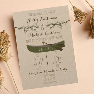 Evergreen Trees + Canoe Wedding Invitation
