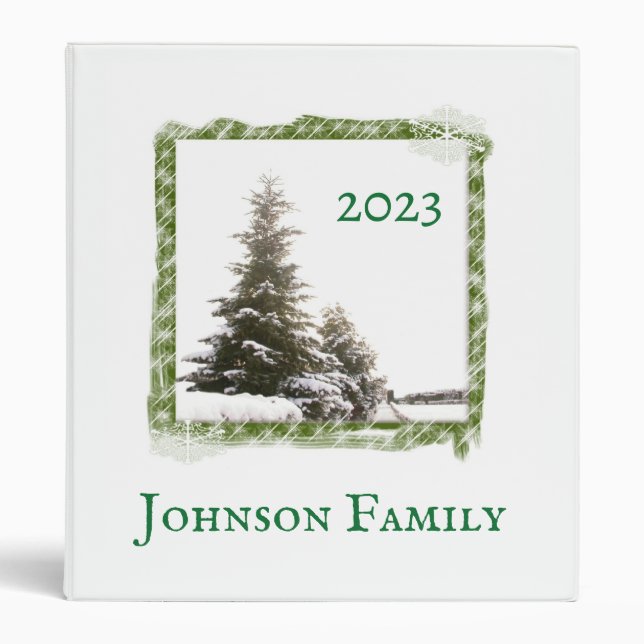 Evergreen Trees Christmas 3 Ring Binder (Front)