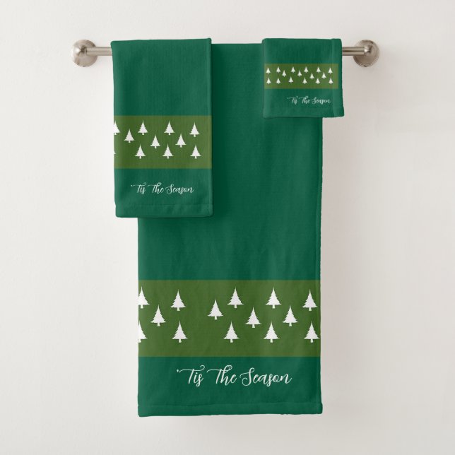Evergreen Trees Christmas Bath Towel Set (Insitu)