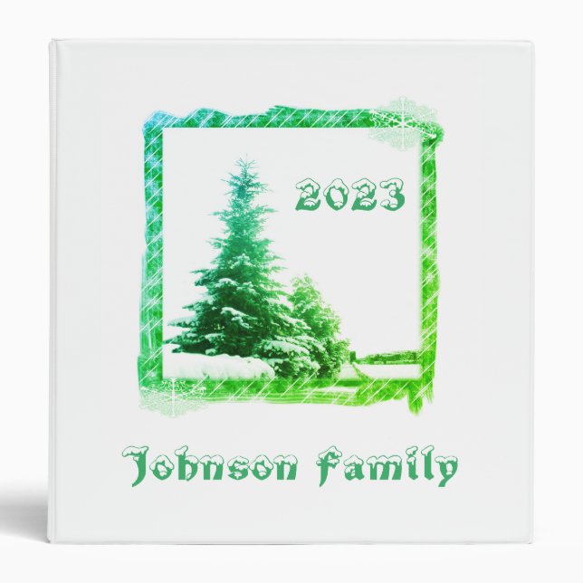 Evergreen Trees Christmas Name 3 Ring Binder (Front)