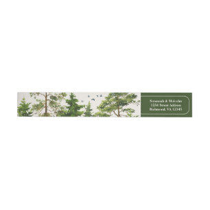 Evergreen Trees Rustic Nature Return Address Wrap Around Label