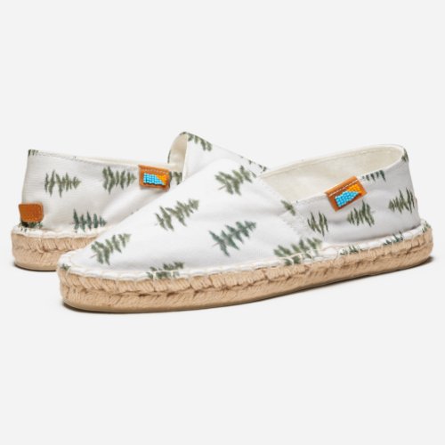Evergreen trees watercolor style espadrilles