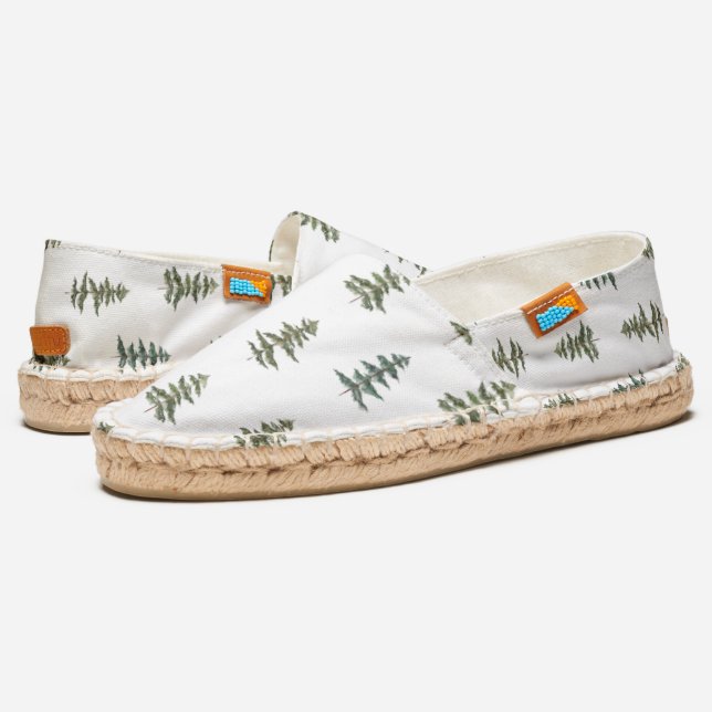 Evergreen trees watercolor style espadrilles (Angled)