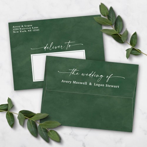Evergreen Watercolor A7 5x7 Wedding Invitation Envelope