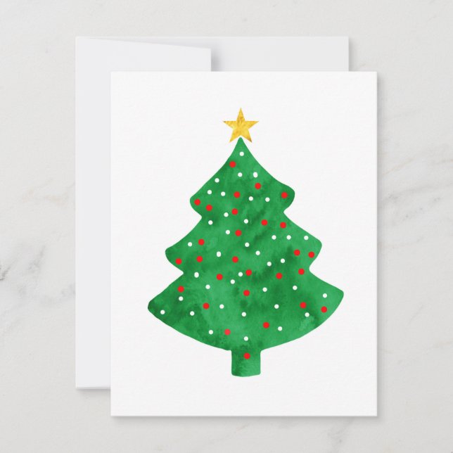 Evergreen Watercolor Christmas Tree Note Card (Front)