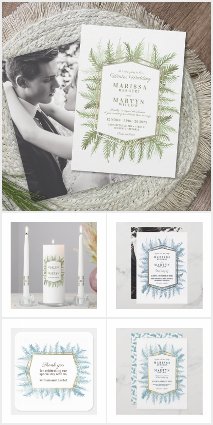 Evergreen watercolor fir tree branches