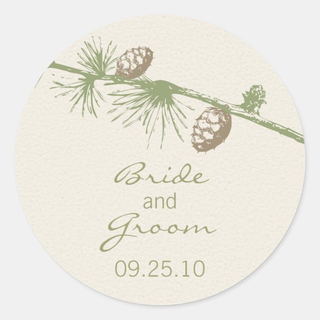 Evergreen Wedding Date Sticker (Front)