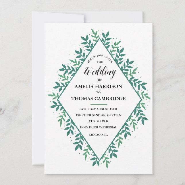 Evergreen Wedding Invitation (Front)