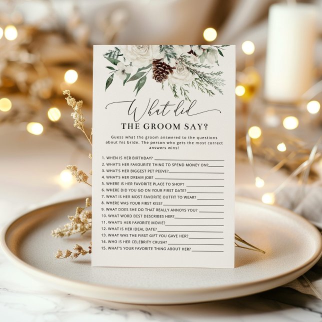 Evergreen What did the groom say bridal shower (Creator Uploaded)