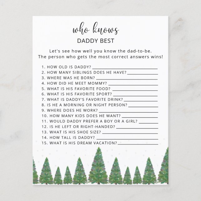 Evergreen Who knows daddy best game (Front)