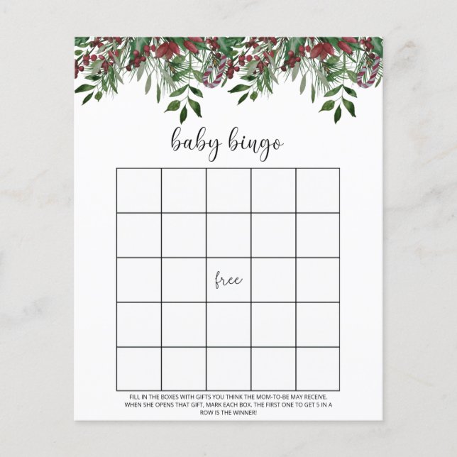 Evergreen winter baby bingo game (Front)