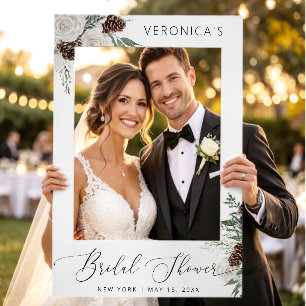 Evergreen Winter Bridal Shower Photo Prop Selfie Frame