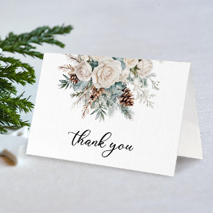 Evergreen Winter First Birthday Thank You Card