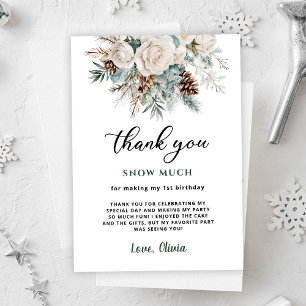 Evergreen Winter First Birthday Thank You Card