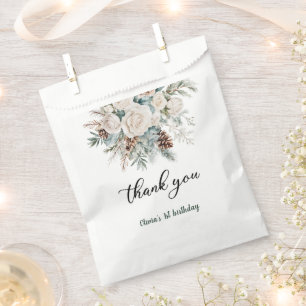Evergreen Winter First Birthday Thank You Favor Bag