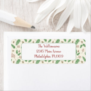 Evergreen Winter Floral Christmas Return Address Label
