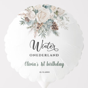 Evergreen Winter Onederland First Birthday Balloon