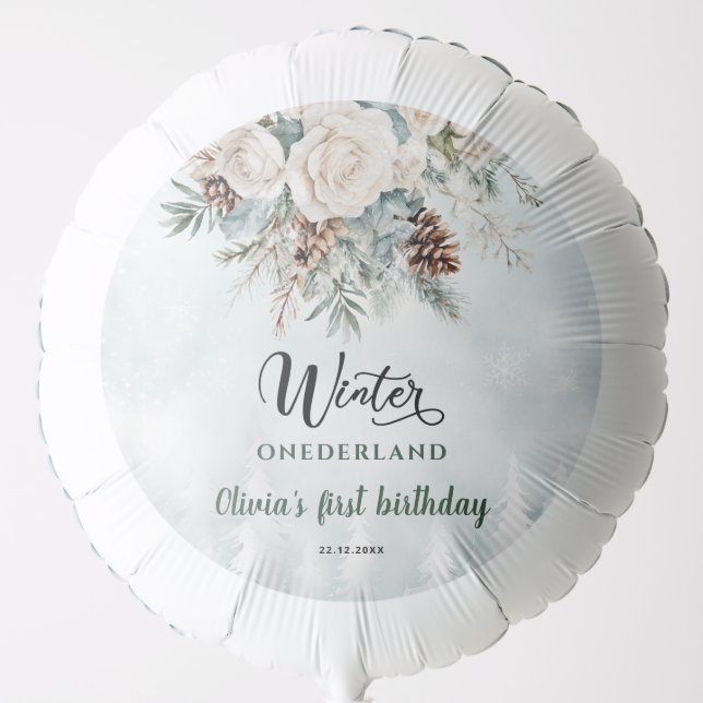 Evergreen Winter Onederland First Birthday Balloon (Front)
