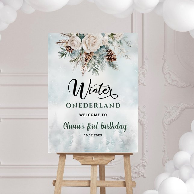 Evergreen Winter Onederland First Birthday Welcome Foam Board (Creator Uploaded)