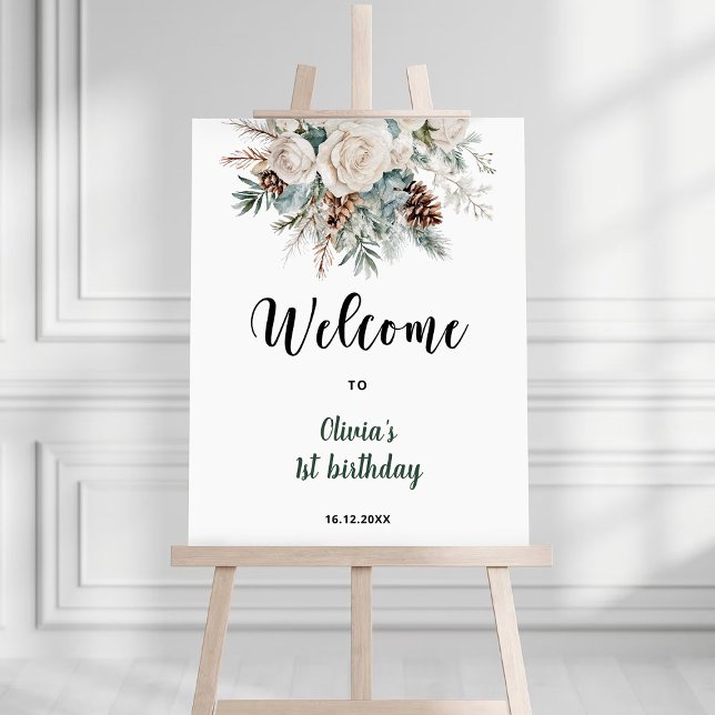 Evergreen Winter Onederland First Birthday Welcome Foam Board (Creator Uploaded)