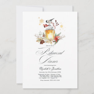 Evergreen Winter Pine Wedding Rehearsal Dinner Invitation