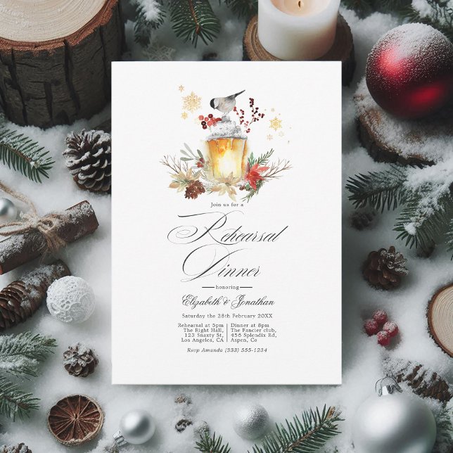 Evergreen Winter Pine Wedding Rehearsal Dinner Invitation (Evergreen Winter Pine Wedding Rehearsal Dinner Invitation)