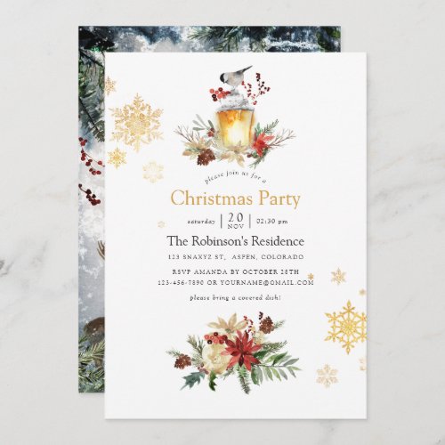 Evergreen _ Wintertide Woodland Christmas Party Invitation