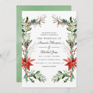 Evergreen - Wintertide Woodland Christmas Wedding Invitation