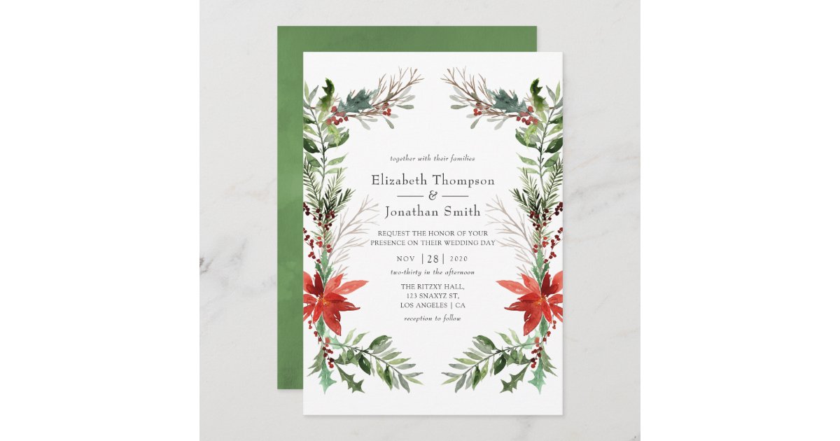 Evergreen - Wintertide Woodland Christmas Wedding Invitation | Zazzle