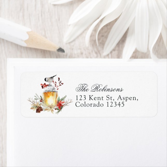 Evergreen - Wintertide Woodland Christmas Wedding Label (Insitu)