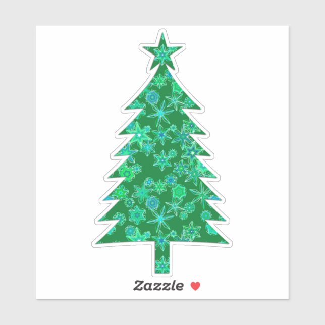 Evergreen  with Snowflakes Christmas Tree Sticker (Sheet)