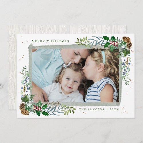 Evergreen Woodland Framed Photo Christmas card