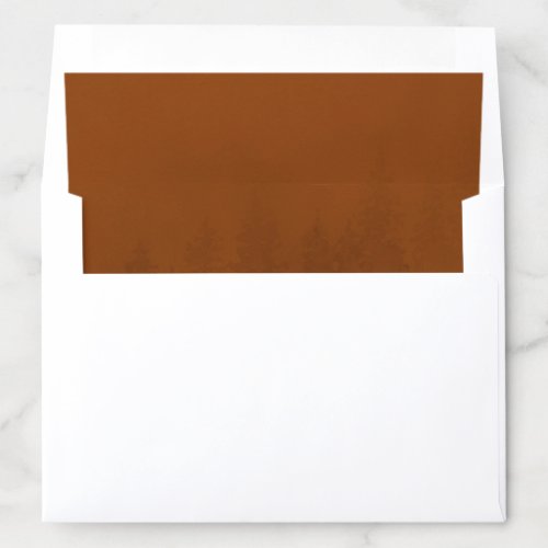 Evergreens Foggy Forest Rust Orange Watercolor Envelope Liner