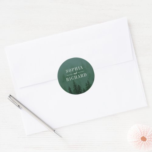 Evergreens Forest Dark Green Wedding Envelope Seal