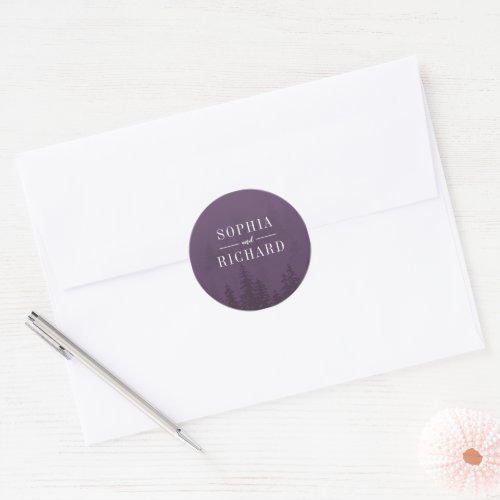 Evergreens Forest Purple Wedding Envelope Seal