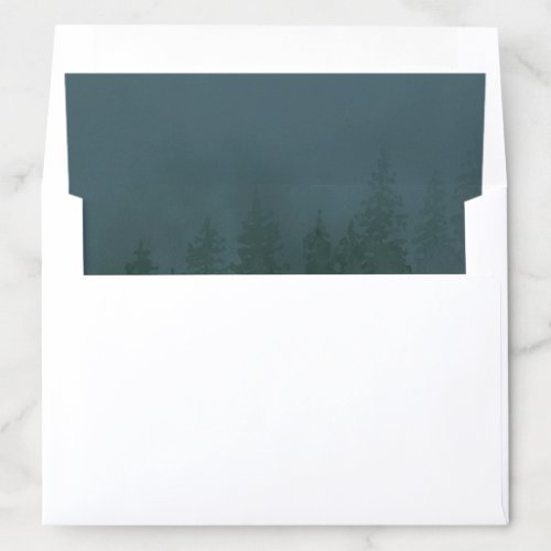 Evergreens in the Fog Forest Slate Blue Watercolor Envelope Liner