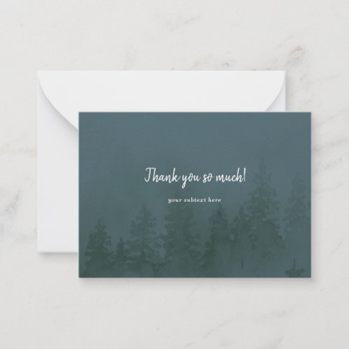 Evergreens in the Foggy Forest Dark Teal Note Card