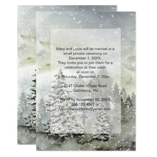 Evergreens Snow Mountains Reception Only Wedding Invitation