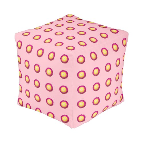 Everlasting Flower Seamless Pattern on Cube Pouf