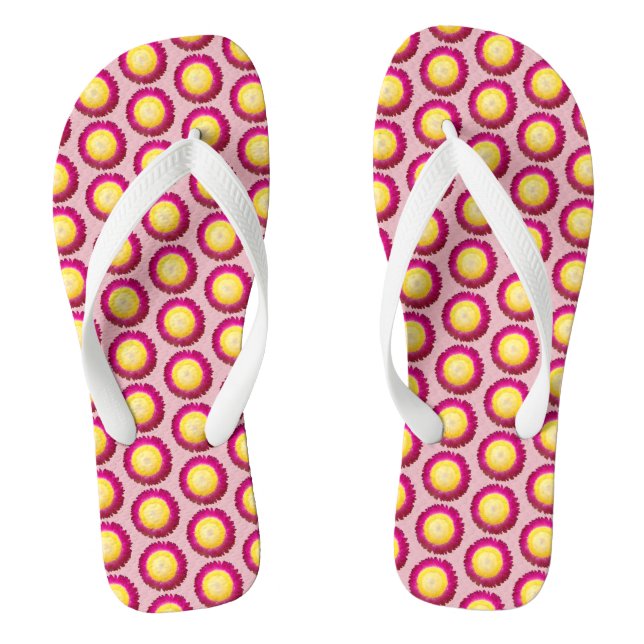 Everlasting Flower Seamless Pattern on Flip Flops (Footbed)