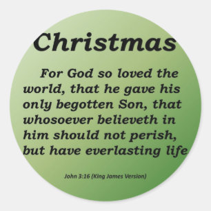 Everlasting Life Christmas John 3-16 Classic Round Sticker