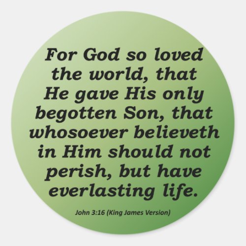 Everlasting Life Christmas John 3_16 Classic Round Sticker