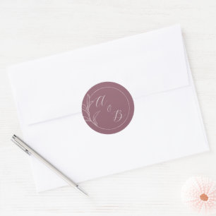 Everlasting Love Deep Mauve Wedding Invite Classic Round Sticker