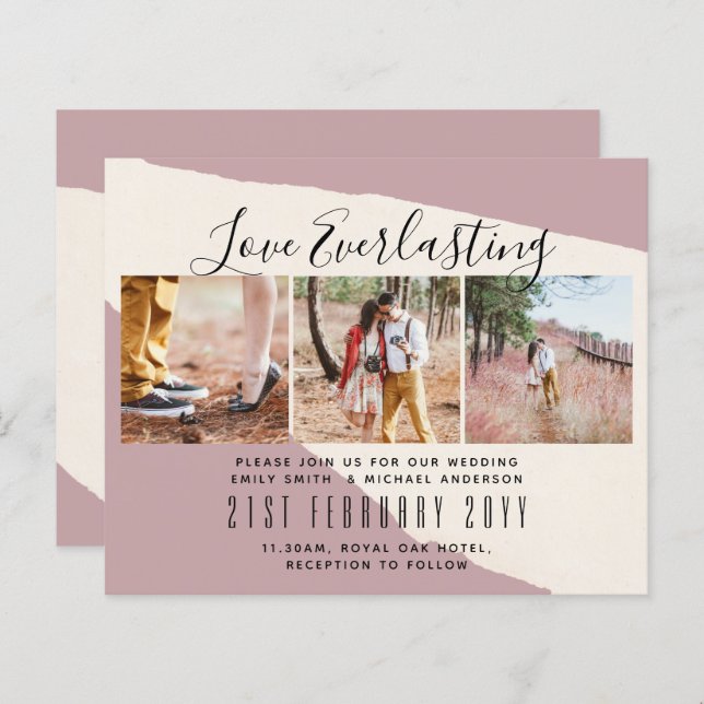 Everlasting Love PHOTO COLLAGE Wedding Event Invit (Front/Back)