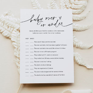 EVERLEIGH Baby Over Or Under Baby Shower Game Card