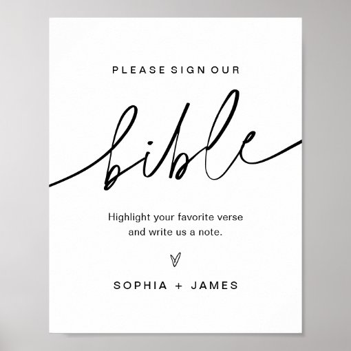 EVERLEIGH Bible Guest Book Wedding Sign Zazzle