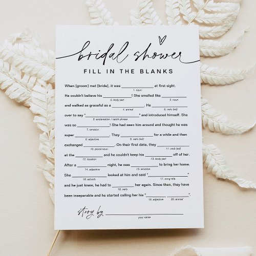 EVERLEIGH Bridal Shower Libs Fill in the Blanks Invitation